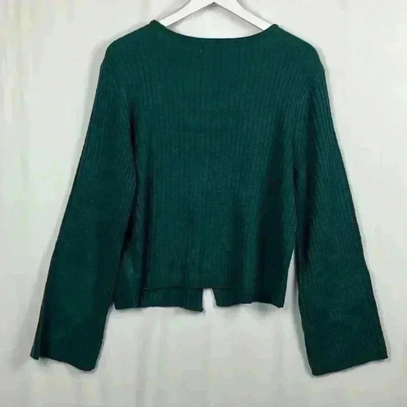 Made With Love Womens Cardigan Forest Green 2X V-Neck Zip Ribbed Wide Cuffs NWT - Picture 8 of 13